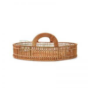 rattan serving tray with handle