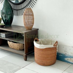 Rattan Storage Basket With White Dust Bag Wholesale