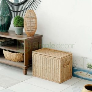 Rectangle Rattan Storage Basket With Lid Wholesale