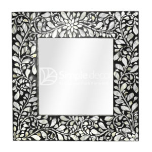 MOP Black leaf pattern mirror wall decor wholesale