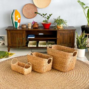 Storage Basket Water Hyacinth With Round Strap Wholesale