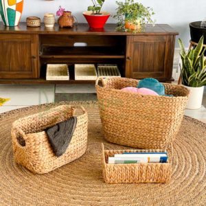 Storage Basket Water Hyacinth With Round Strap Wholesale