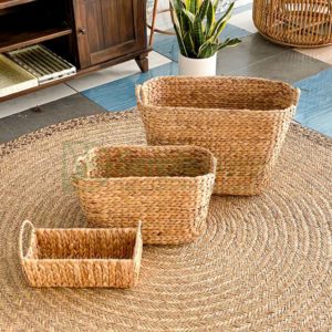 Storage Basket Water Hyacinth With Round Strap Wholesale