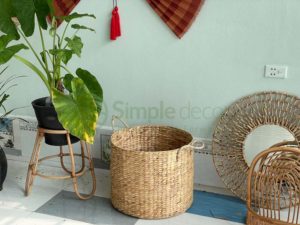 Water Hyacinth Storage Basket With Rope Straps Wholesale