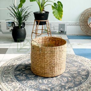 Water Hyacinth Storage Basket With Rope Straps Wholesale