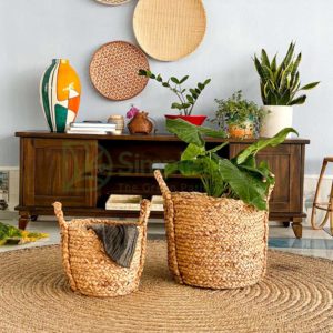 Water Hyacinth Storage Basket With Long Straps Wholesale