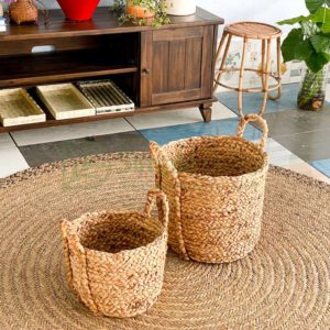 Water Hyacinth Storage Basket With Long Straps Wholesale