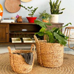 Water Hyacinth Storage Basket With Long Straps Wholesale