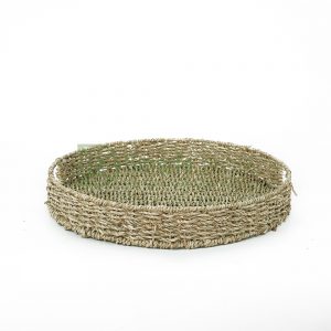 seagrass round serving tray with handle