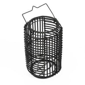 Black metal frame rattan lantern with handle wholesale