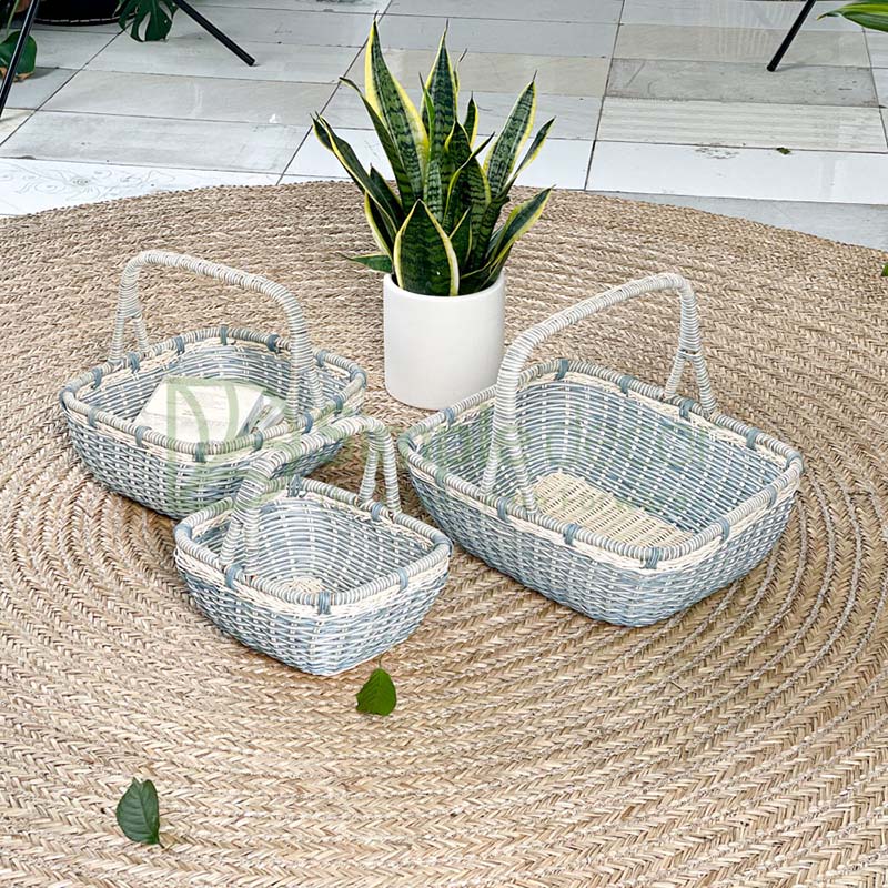 Blue Rattan Picnic Basket Wholesale