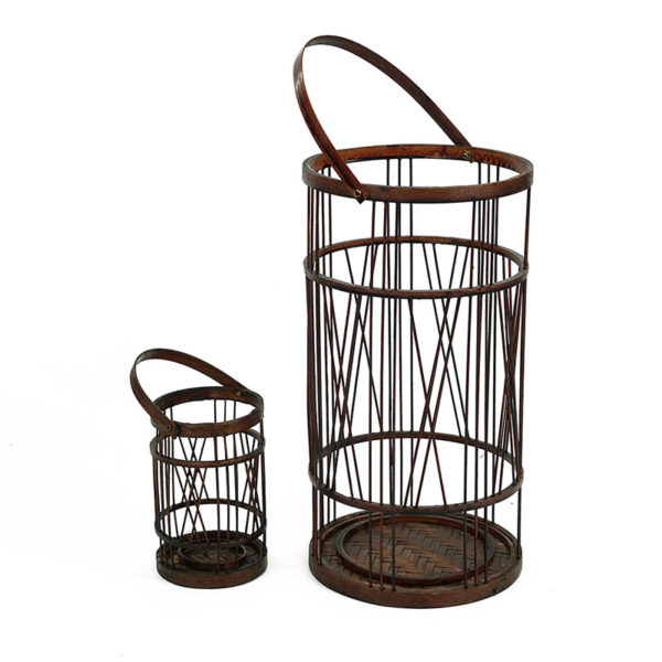 Dark Brown Natural Rattan Lantern For Wax Candle Wholesale