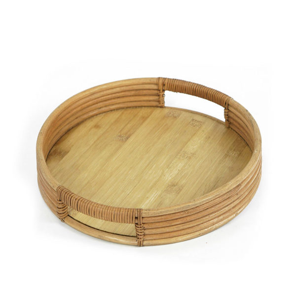 Rattan Wooden Round Serving Tray Supplier in Vietnam