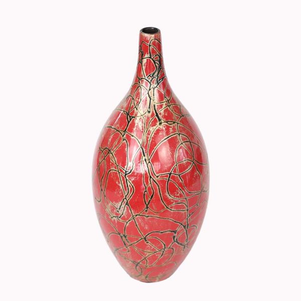 Red Lacquered MDF Decor Vase Wholesale Made In Vietnam