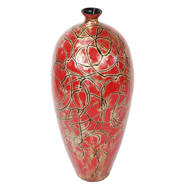 Red Lacquered MDF Vase Home Decor Wholesale